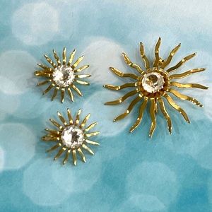 Sarah Coventry Fascination Gold Tone Sun Burst With Matching Earrings